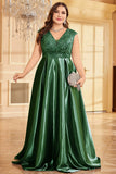 Blush Pink Satin A Line Plus Size Long Mother Of The Bride Dress