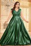 Blush Pink Satin A Line Plus Size Long Mother Of The Bride Dress