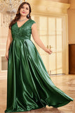 Blush Pink Satin A Line Plus Size Long Mother Of The Bride Dress