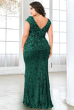 Sparkly Burgundy Floral V Neck Plus Size Long Mother of the Bride Dress