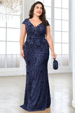 Sparkly Burgundy Floral V Neck Plus Size Long Mother of the Bride Dress