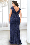Sparkly Burgundy Floral V Neck Plus Size Long Mother of the Bride Dress