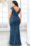 Sparkly Burgundy Floral V Neck Plus Size Long Mother of the Bride Dress