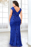 Sparkly Burgundy Floral V Neck Plus Size Long Mother of the Bride Dress