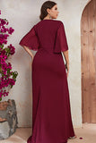 Black Chiffon Plus Size Long Mother of the Bride Dress with Ruffles