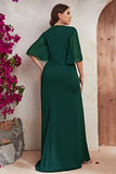 Black Chiffon Plus Size Long Mother of the Bride Dress with Ruffles