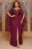 Sparkly Black Sheath Long Mother of the Bride Dress with Slit