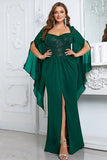 Sparkly Black Sheath Long Mother of the Bride Dress with Slit