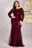 Sparkly Royal Blue Tulle Mermaid Long Sleeves Mother of the Bride Dress