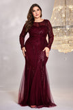 Sparkly Royal Blue Tulle Mermaid Long Sleeves Mother of the Bride Dress