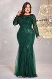 Sparkly Royal Blue Tulle Mermaid Long Sleeves Mother of the Bride Dress