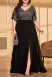 Black Chiffon A Line Long Mother of the Bride Dress with Slit