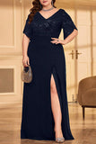 Black Chiffon A Line Long Mother of the Bride Dress with Slit