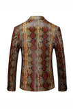 Coffee Snake Skin Notched Lapel One Button Men's Formal Blazer