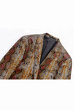 Coffee Snake Skin Notched Lapel One Button Men's Formal Blazer