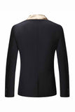 Slim Fit Black One Button Notched Lapel Men's Formal Blazer
