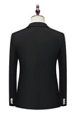 Notched Lapel Slim Fit One Button Black Men's Formal Blazer
