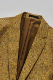 Sparkly Golden Notched Lapel One Button Men's Formal Blazer