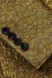 Sparkly Golden Notched Lapel One Button Men's Formal Blazer