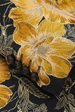 Black Flower Printed Notched Lapel Men's Formal Blazer