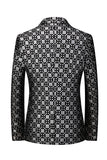 Black Plaid Notched Lapel One Button Men's Formal Blazer