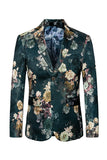 Floral Printed Notched Lapel Men's Formal Blazer
