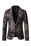 Men's Dark Coffee Notched Lapel Formal Blazer with with Pockets