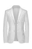 Black Printed Notched Lapel Pockets Men's Formal Blazer