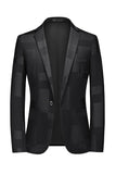 Men's Black Notched Lapel One Button Formal Blazer