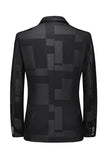 Men's Black Notched Lapel One Button Formal Blazer