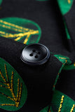 Men's Dark Green Leaf Printed Notched Lapel Formal Blazer