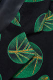 Men's Dark Green Leaf Printed Notched Lapel Formal Blazer