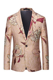 Men's Floral Printed Notched Lapel Formal Blazer