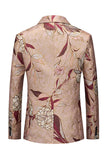 Men's Floral Printed Notched Lapel Formal Blazer