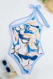 Blue Print One Piece One Shoulder Beach Bikini