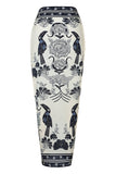 Black White Print One Shoulder Beach Swimsuit with Cover Up