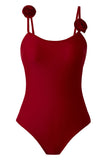 Black Spaghetti Straps One Piece Swimwear with Ruffled Cover Up
