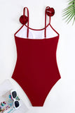 Black Spaghetti Straps One Piece Swimwear with Ruffled Cover Up