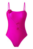 Green Printed One Piece 3D Flower Swimwear with Cover Up