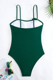 Green Printed One Piece 3D Flower Swimwear with Cover Up