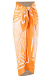 Orange Printed V Neck 2-Piece Swimwear with Ruffles