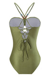 Dusty Green 2-Piece Cut Out Halter Beach Swimwear