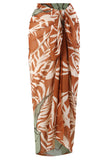 Orange Printed One Piece One Shoulder Cut Out Beach Swimwear