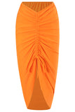 Orange One Piece One Shoulder Ruched Beach Swimwear