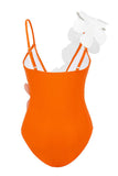 Black White 2-Piece V Neck Beach Swimwear with 3D Flowers