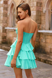 Yellow Strapless Corset A Line Beaded Homecoming Dress