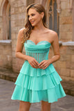 Yellow Strapless Corset A Line Beaded Homecoming Dress