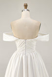 Ruched Off The Shoulder White Short Homecoming Dress
