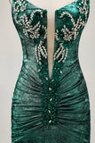 Golden Bodycon Strapless Beaded Short Homecoming Dress