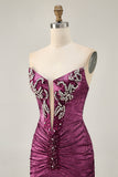 Golden Bodycon Strapless Beaded Short Homecoming Dress